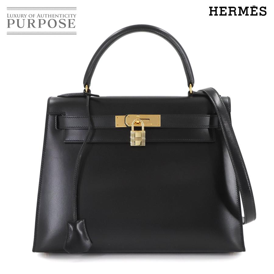 HERMES（エルメス） 新品同様 ケリー 28 ボックスカーフ ブラック 外 