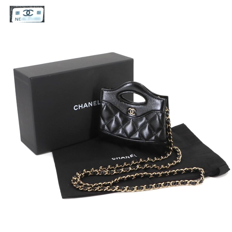 未使用 展示品 シャネル CHANEL 31 マイクロ クラッチ チェーン ショルダー バッグ カーフスキン ブラック CHANEL 31 Micro Bag 90308153 CHANEL（シャネル） 未使用 展示品 CHANEL 31 マイクロ クラッチ