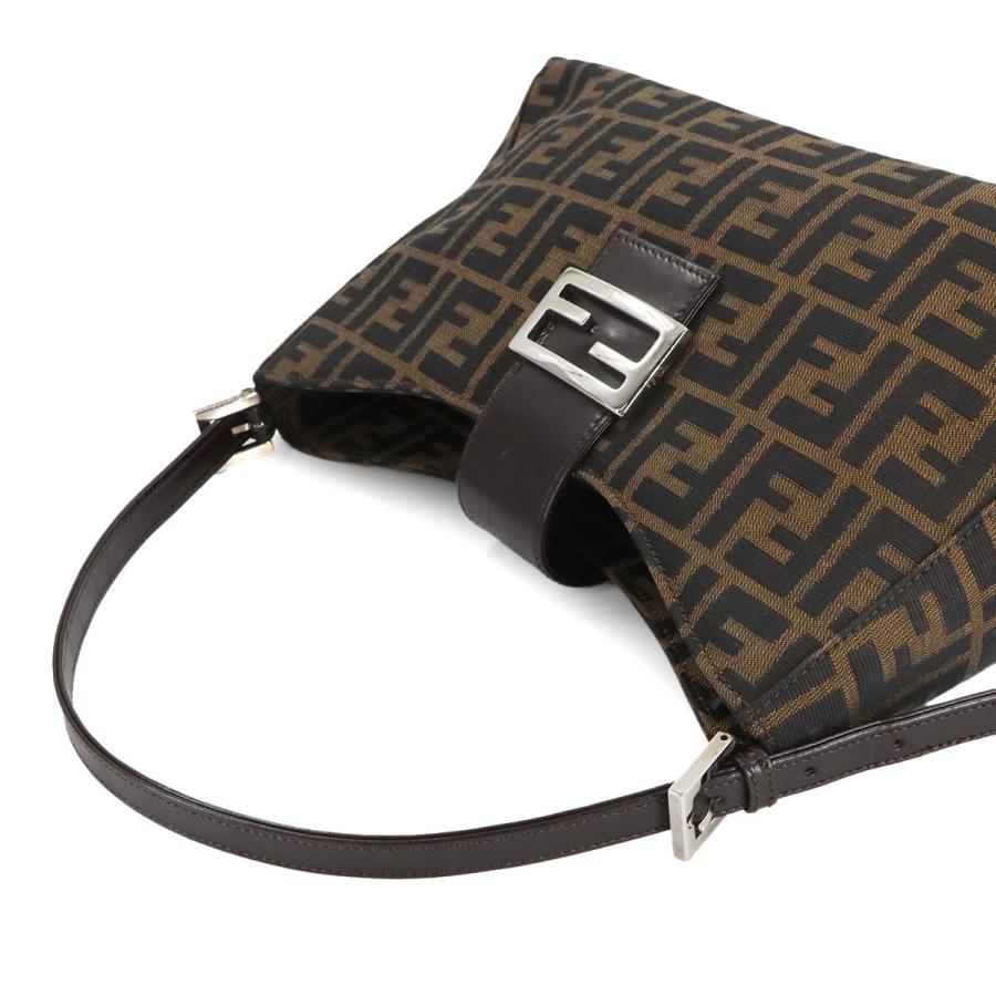 新品同様 フェンディ FENDI ズッカ ショルダー バッグ キャンバス レザー ブラウン 16115 シルバー 金具 90308250_4