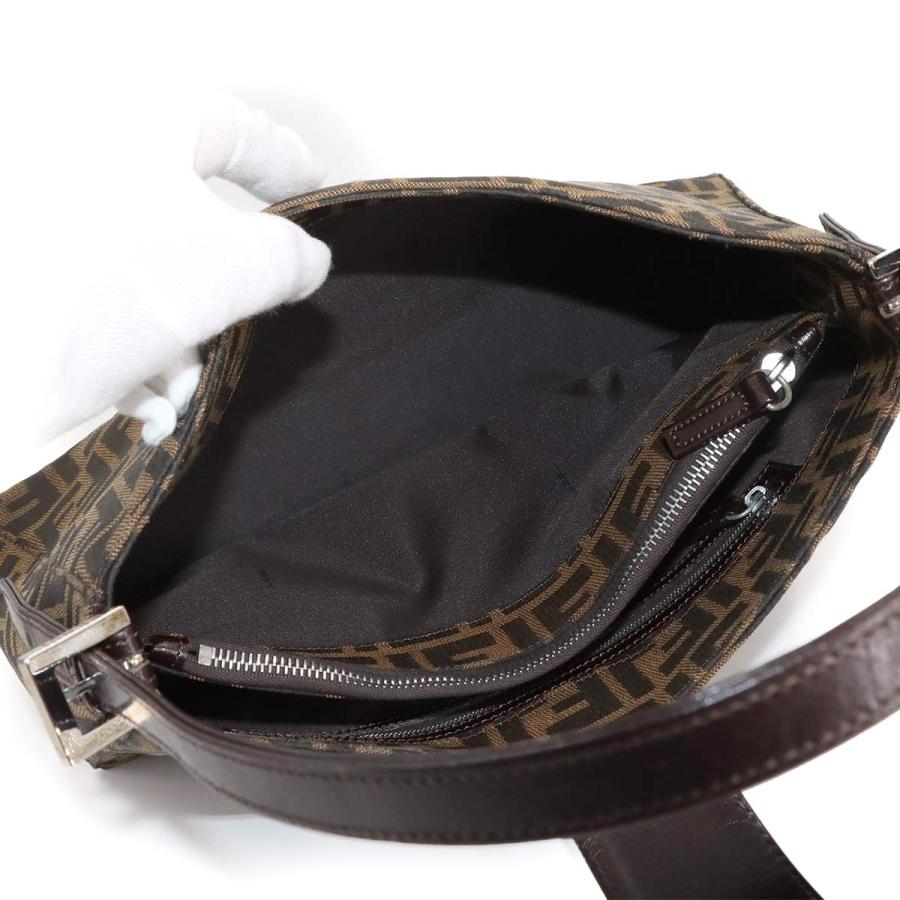 新品同様 フェンディ FENDI ズッカ ショルダー バッグ キャンバス レザー ブラウン 16115 シルバー 金具 90308250_5