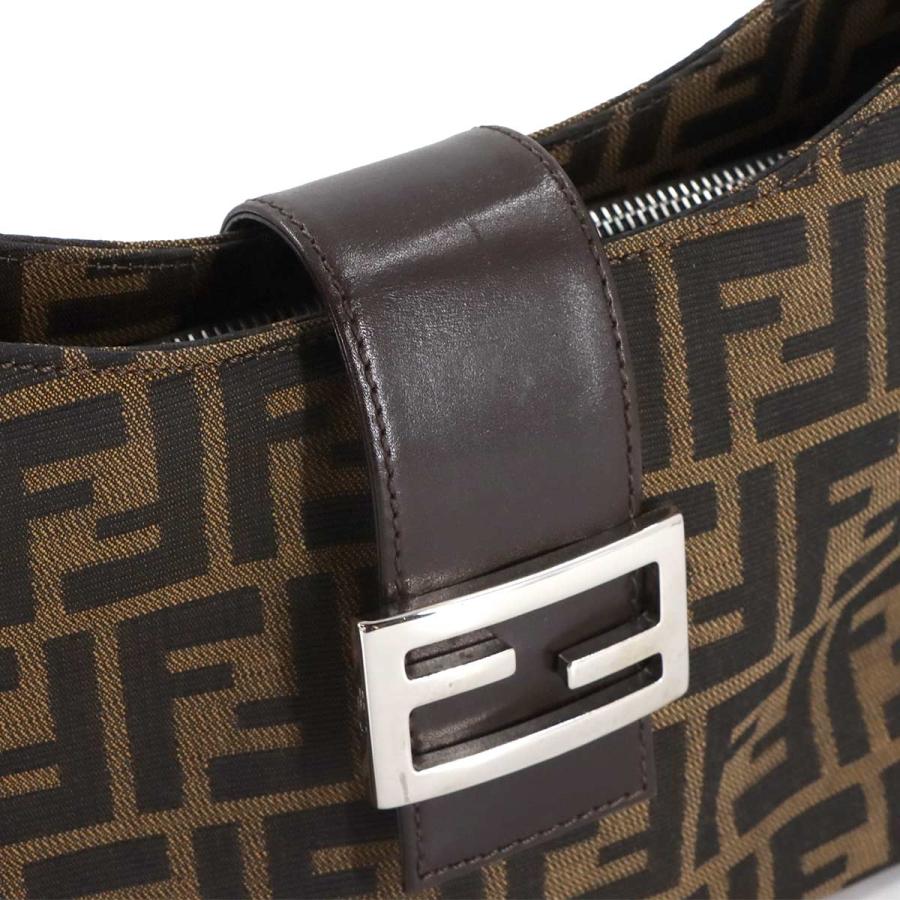 新品同様 フェンディ FENDI ズッカ ショルダー バッグ キャンバス レザー ブラウン 16115 シルバー 金具 90308250_7