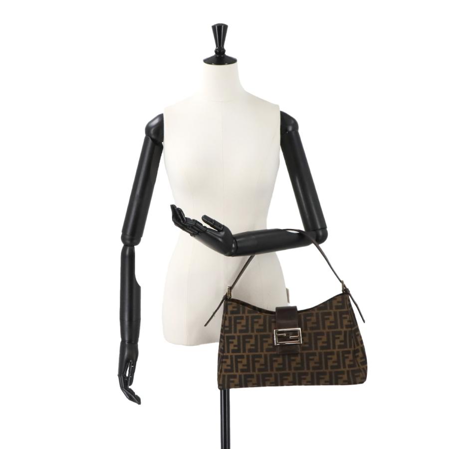 新品同様 フェンディ FENDI ズッカ ショルダー バッグ キャンバス レザー ブラウン 16115 シルバー 金具 90308250_8