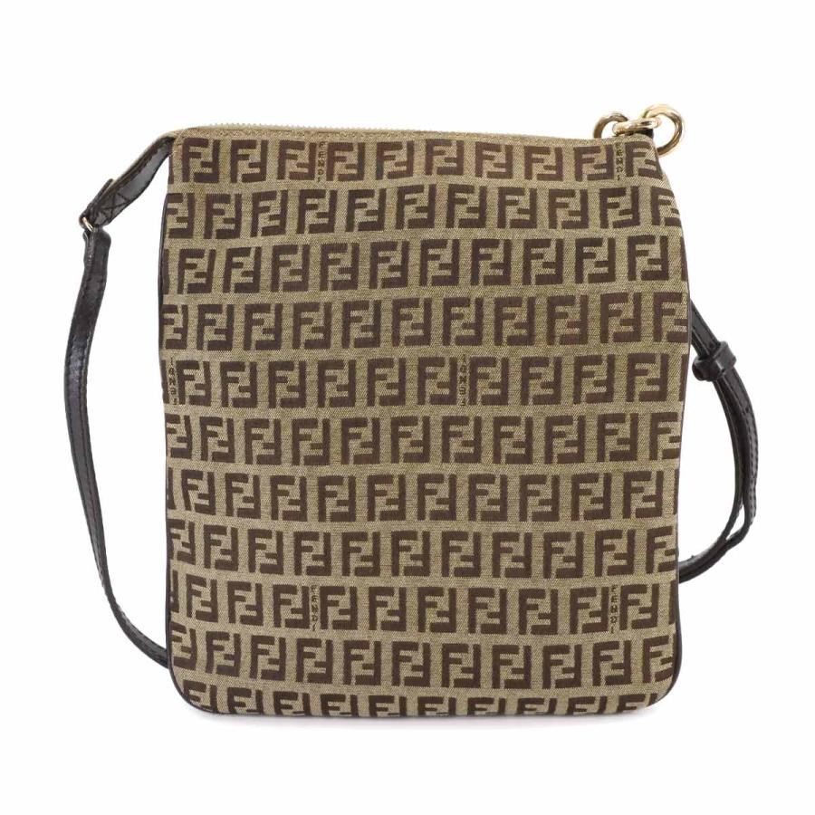 フェンディ FENDI ズッキーノ ショルダー バッグ キャンバス レザー ベージュ ブラウン 8BT150 ゴールド 金具 Zucchino Bag 90308422_1