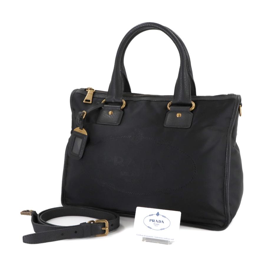 PRADA ブラック 2way トートバッグ PRADA（プラダ） 美品 PRADA 2way トート ショルダー バッグ ナイロン