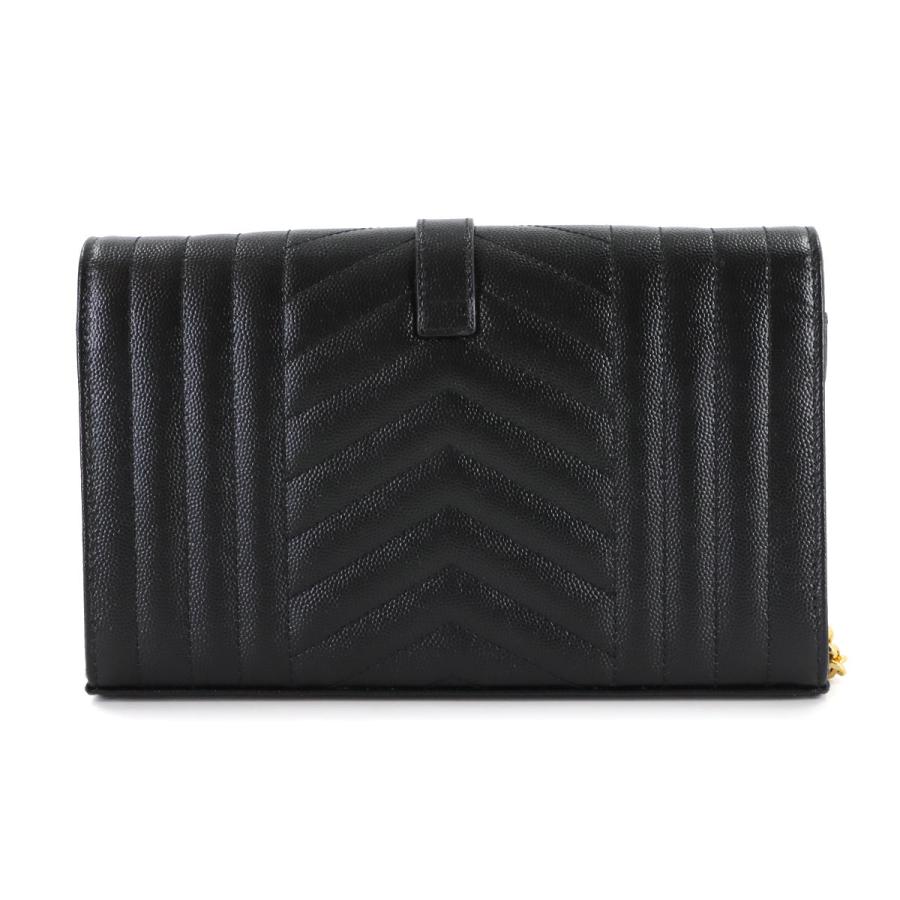 未使用 展示品 サンローラン SAINT LAURENT カサンドラ エンベロープ チェーン ウォレット 長財布 レザー ブラック 620280 90309259の画像