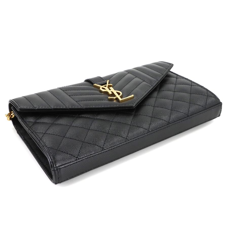 未使用 展示品 サンローラン SAINT LAURENT カサンドラ エンベロープ チェーン ウォレット 長財布 レザー ブラック 620280 90309259の画像