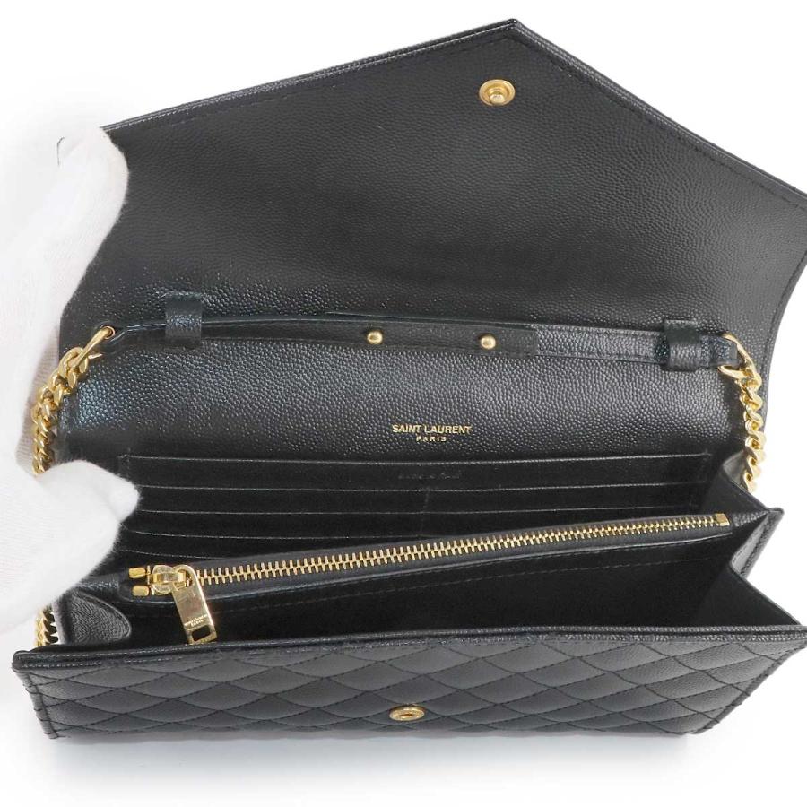 未使用 展示品 サンローラン SAINT LAURENT カサンドラ エンベロープ チェーン ウォレット 長財布 レザー ブラック 620280 90309259の画像