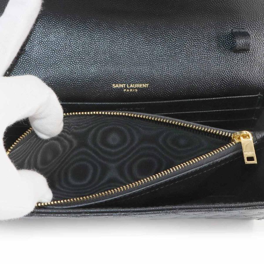未使用 展示品 サンローラン SAINT LAURENT カサンドラ エンベロープ チェーン ウォレット 長財布 レザー ブラック 620280 90309259の画像