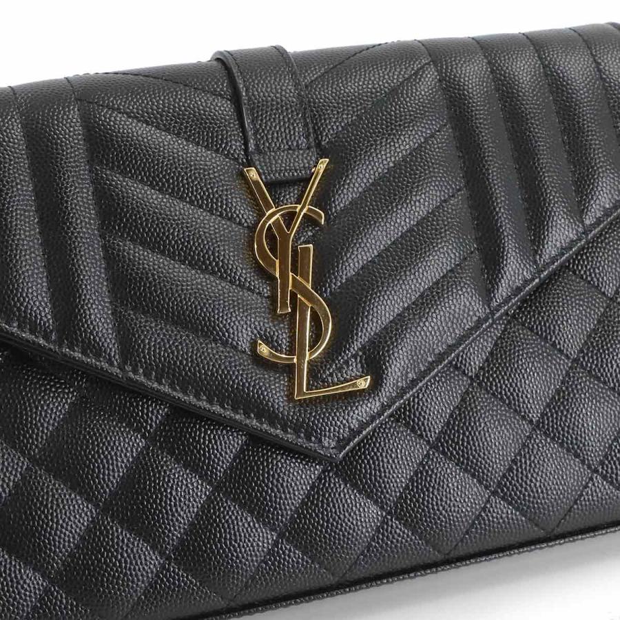 未使用 展示品 サンローラン SAINT LAURENT カサンドラ エンベロープ チェーン ウォレット 長財布 レザー ブラック 620280 90309259の画像