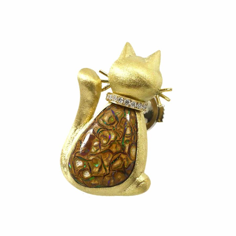 オパール 4.23ct ダイヤ 0.06ct ブローチ K18 YG イエローゴールド 750 Opal Brooch 90309383_1