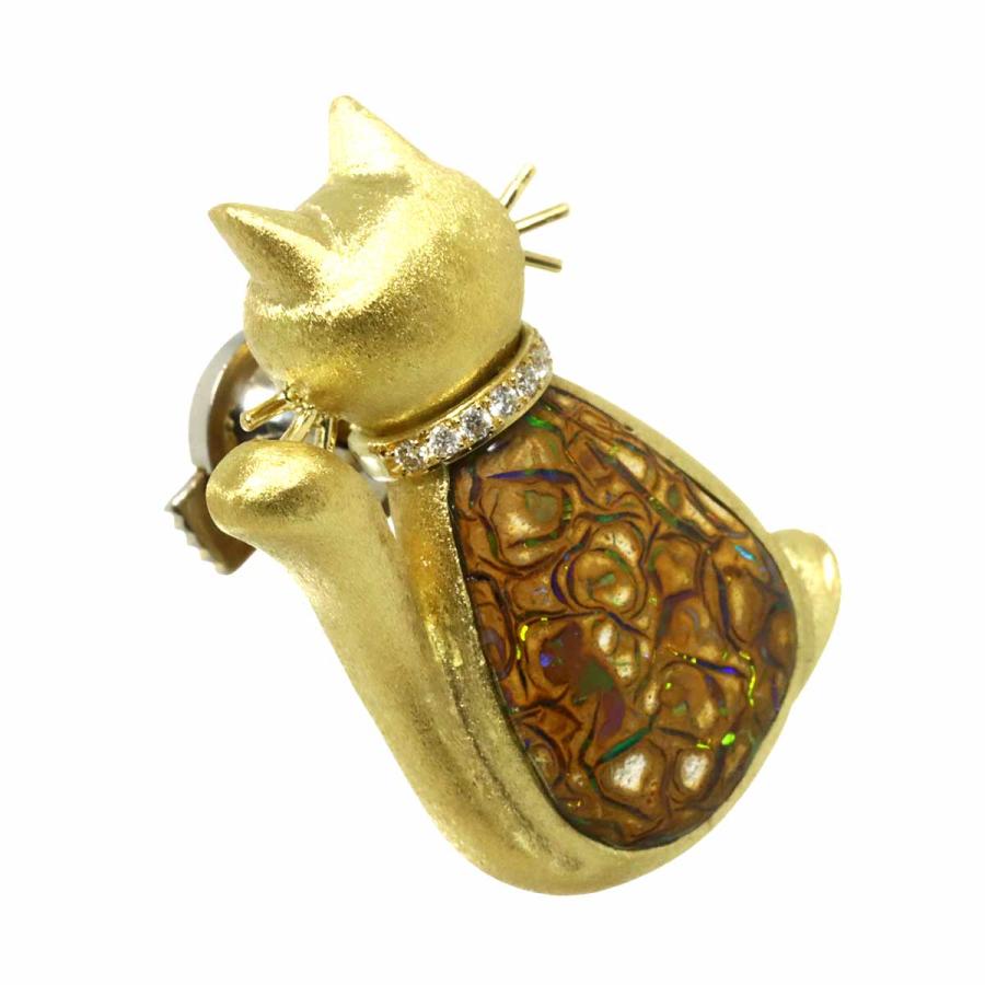 オパール 4.23ct ダイヤ 0.06ct ブローチ K18 YG イエローゴールド 750 Opal Brooch 90309383_2