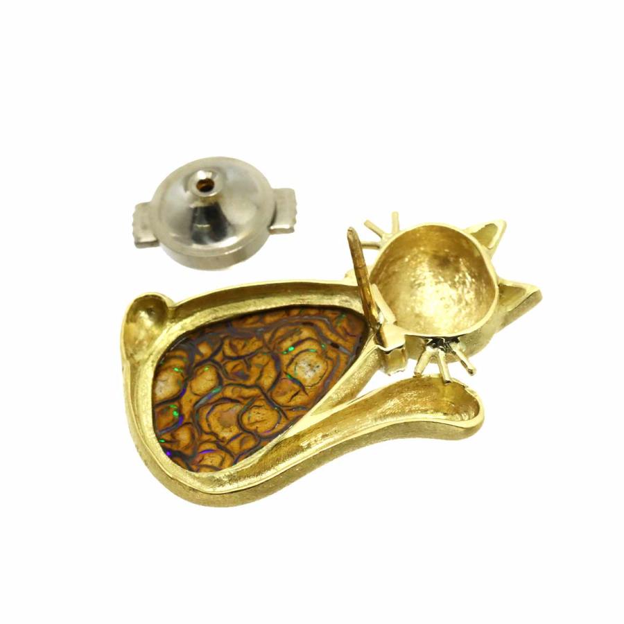 オパール 4.23ct ダイヤ 0.06ct ブローチ K18 YG イエローゴールド 750 Opal Brooch 90309383_5