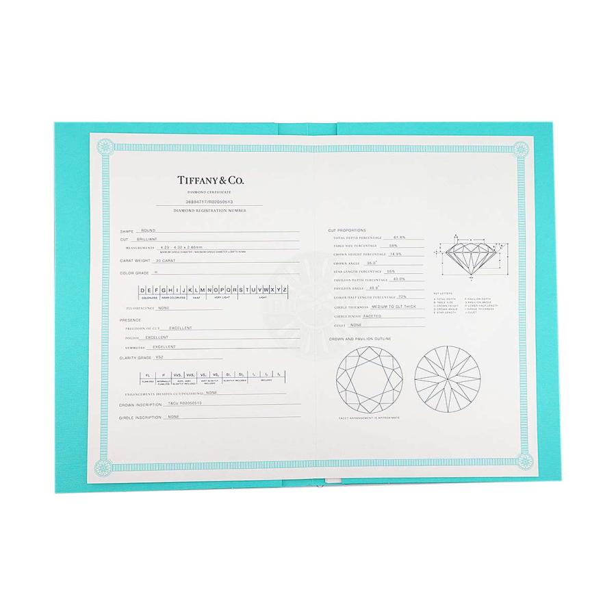ティファニー TIFFANY&CO. ソリティア ダイヤ 0.30ct H/VS2/3EX ネックレス 40cm Pt プラチナ Necklace【鑑定書付き】 90309402