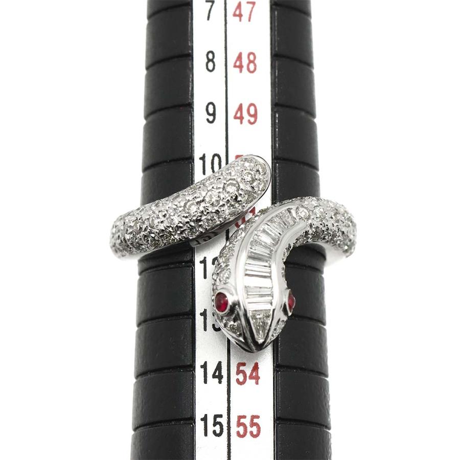 リング 11号 ルビー 0.06ct ダイヤ 1.08ct K18 WG ホワイトゴールド 