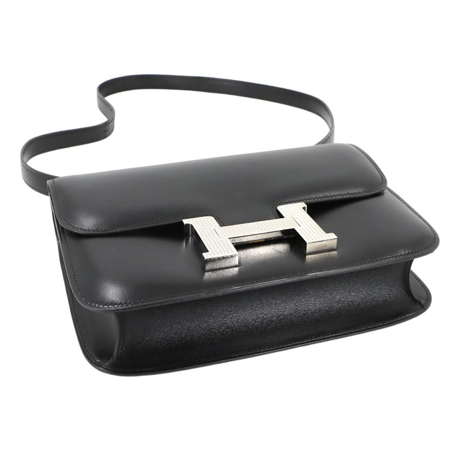 新品同様 エルメス HERMES コンスタンス 23 ギロッシュ ショルダー バッグ ボックスカーフ レザー ブラック □G刻印 90310038 HERMES（エルメス） 新品同様 コンスタンス 23 ギロッシュ ショルダー