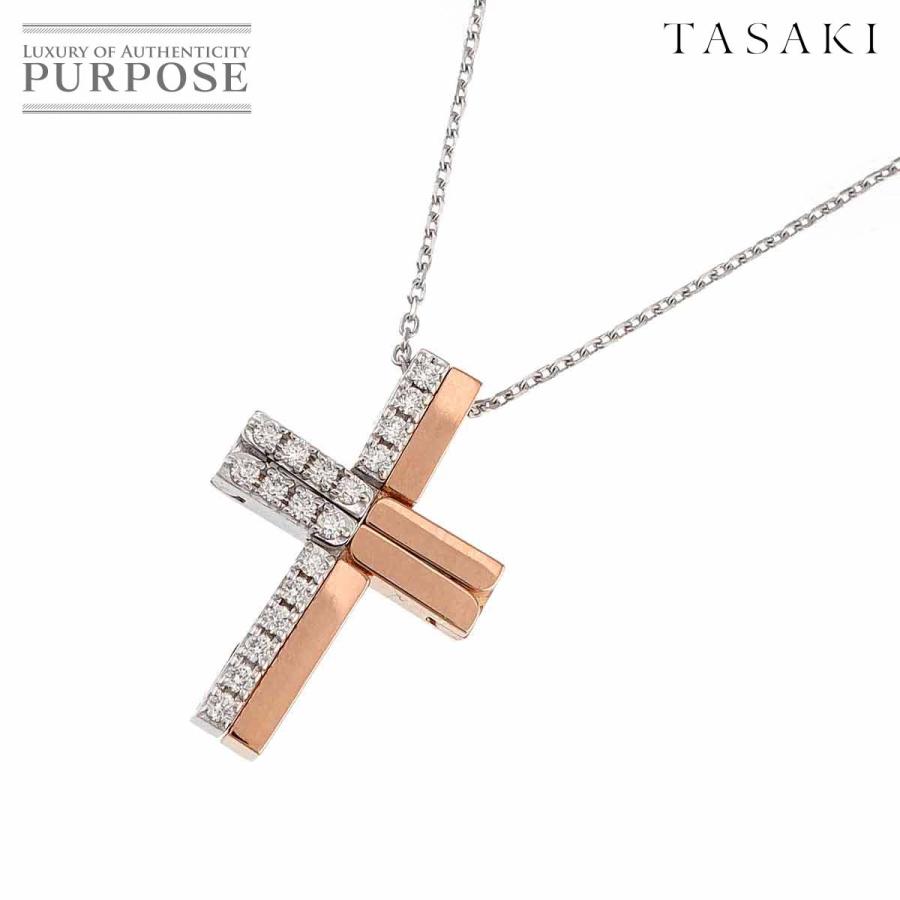 TASAKI（タサキ） ダイヤ 0.14ct ネックレス 45cm K18 WG PG ホワイト 