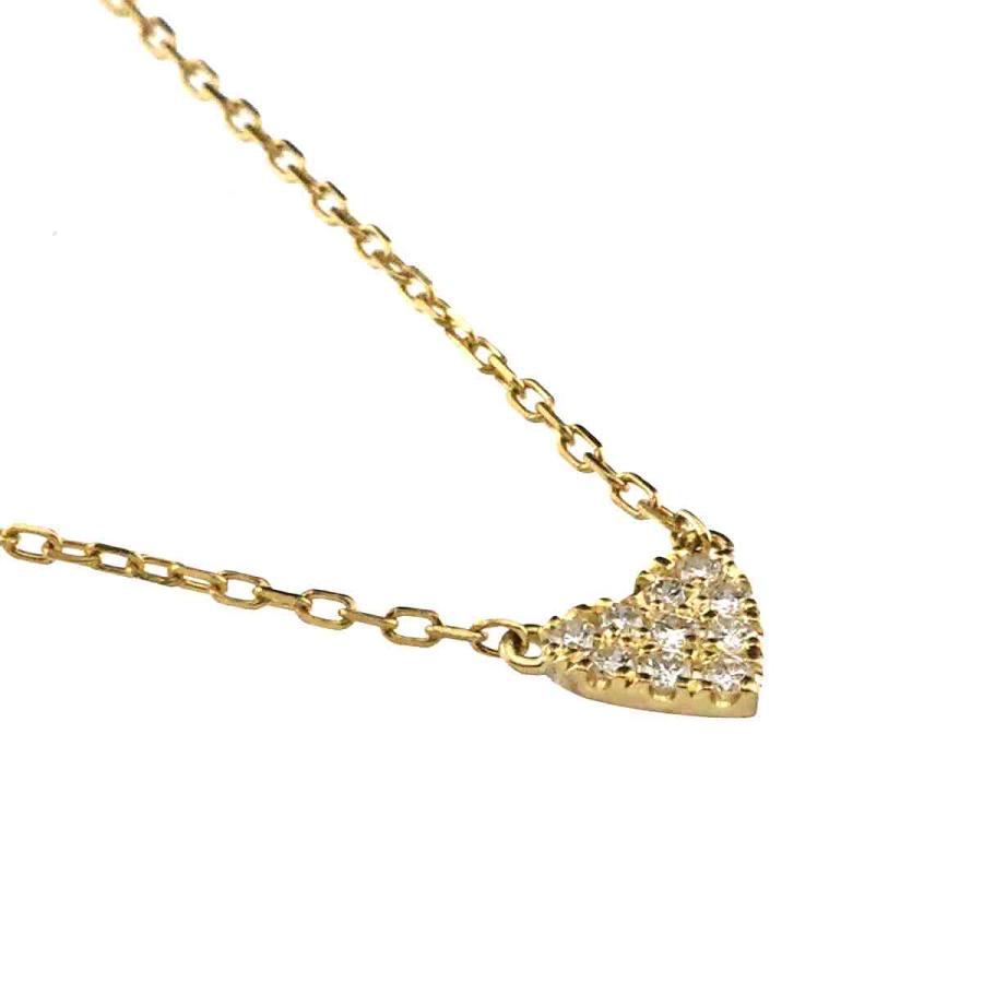 AHKAH（アーカー） ハート ダイヤ 0.05ct ネックレス 40cm K18 YG 750