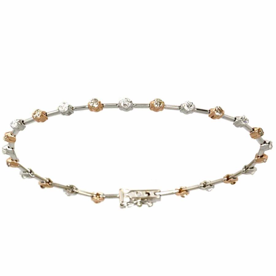 デビアス DE BEERS ライン LINE ダイヤ 1.25ct ブレスレット 18cm K18 WG PG ホワイト ピンクゴールド 750 Diamond Bracelet 90310644_1