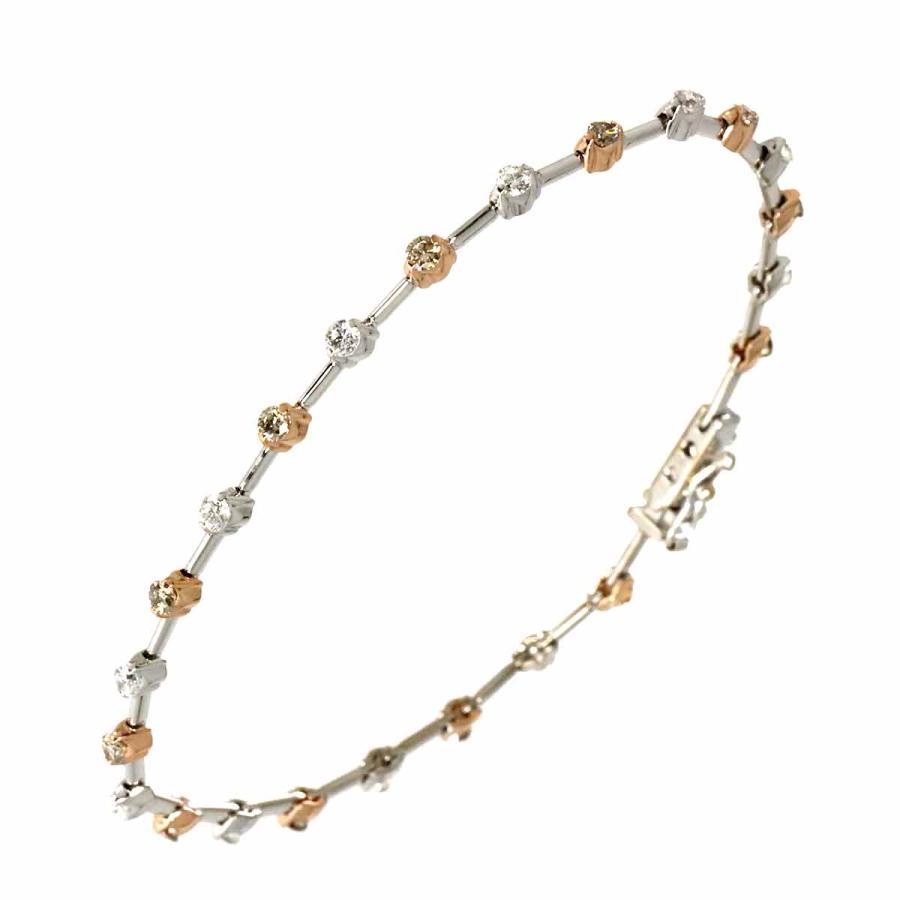 デビアス DE BEERS ライン LINE ダイヤ 1.25ct ブレスレット 18cm K18 WG PG ホワイト ピンクゴールド 750 Diamond Bracelet 90310644_3
