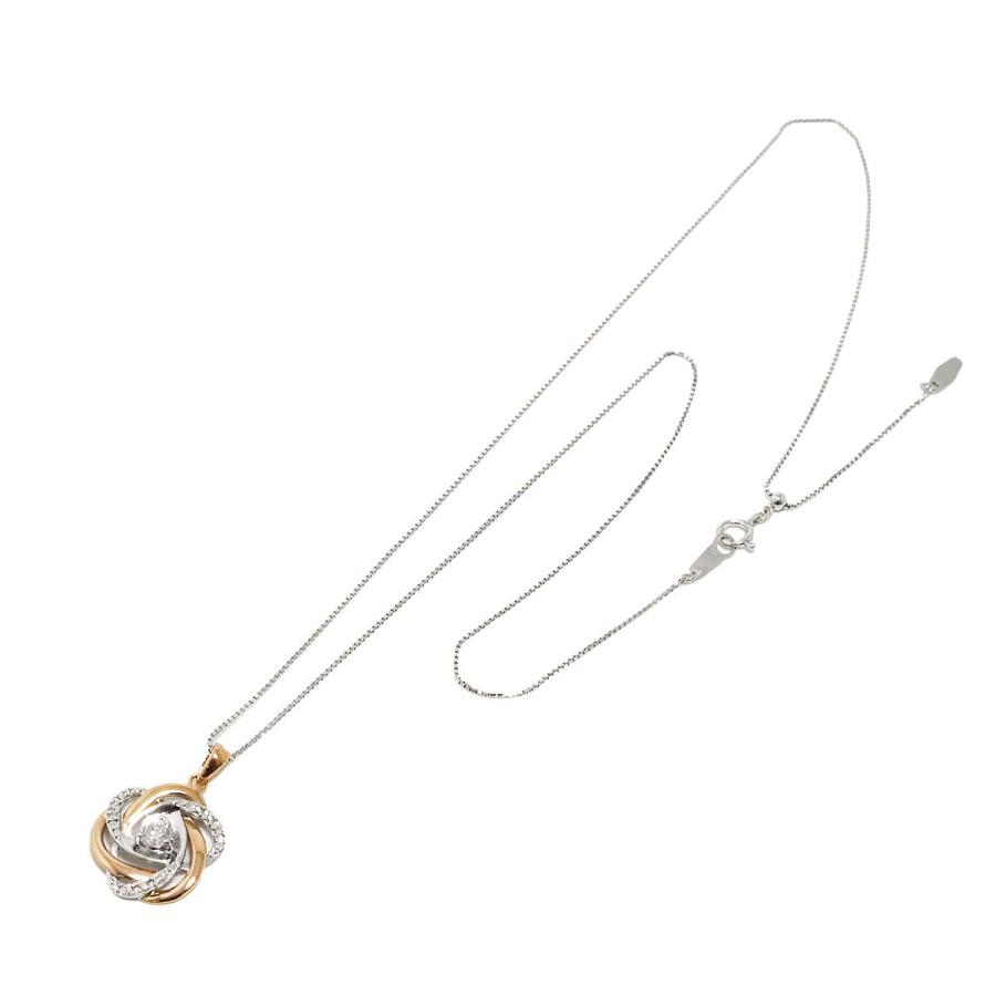 ダイヤ 0.23ct ネックレス 45cm K18 PG WG ピンク ホワイトゴールド 