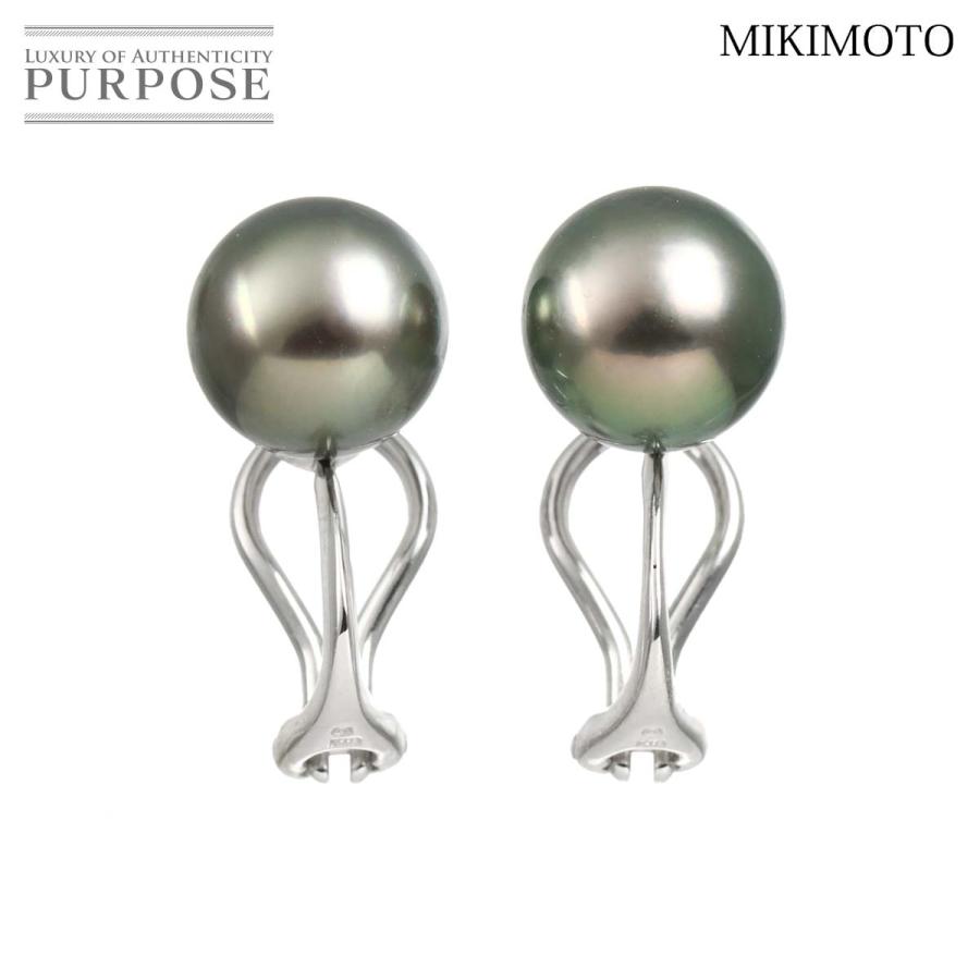 MIKIMOTO（ミキモト） 黒蝶真珠 9.4mm イヤリング K18 WG ホワイト 