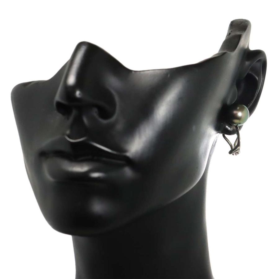 MIKIMOTO（ミキモト） 黒蝶真珠 9.4mm イヤリング K18 WG ホワイト 