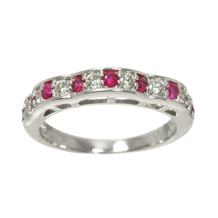 リング 14号 ルビー 0.25ct ダイヤ Pt プラチナ 指輪 Ruby Ring