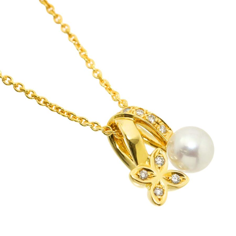 MIKIMOTO（ミキモト） アコヤ真珠 5.6mm ダイヤ ネックレス 40cm K18 