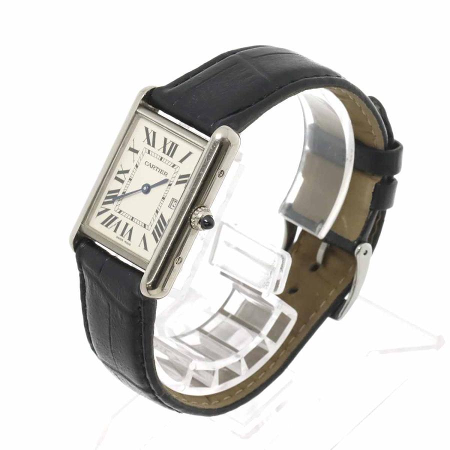 カルティエ Cartier タンクルイ LM W1540956 デイト メンズ 腕時計 K18WG ホワイトゴールド クォーツ ウォッチ Tank Louis 90312076 Cartier（カルティエ） タンクルイ LM W1540956 デイト メンズ 腕時計