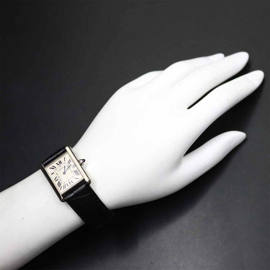 カルティエ Cartier タンクルイ LM W1540956 デイト メンズ 腕時計 K18WG ホワイトゴールド クォーツ ウォッチ Tank Louis 90312076 Cartier（カルティエ） タンクルイ LM W1540956 デイト メンズ 腕時計