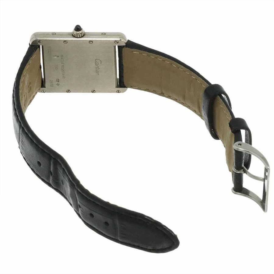 カルティエ Cartier タンクルイ LM W1540956 デイト メンズ 腕時計 K18WG ホワイトゴールド クォーツ ウォッチ Tank Louis 90312076 Cartier（カルティエ） タンクルイ LM W1540956 デイト メンズ 腕時計