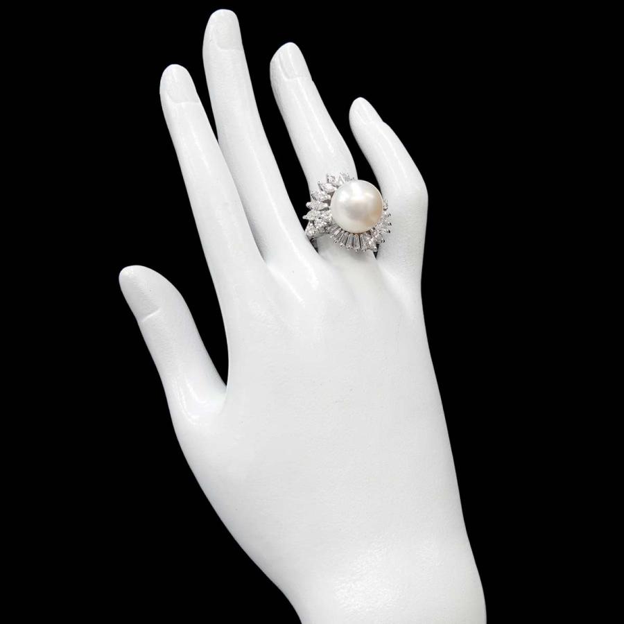 リング 14.5号 白蝶真珠 13.6mm ダイヤ 2.29ct Pt プラチナ パール 