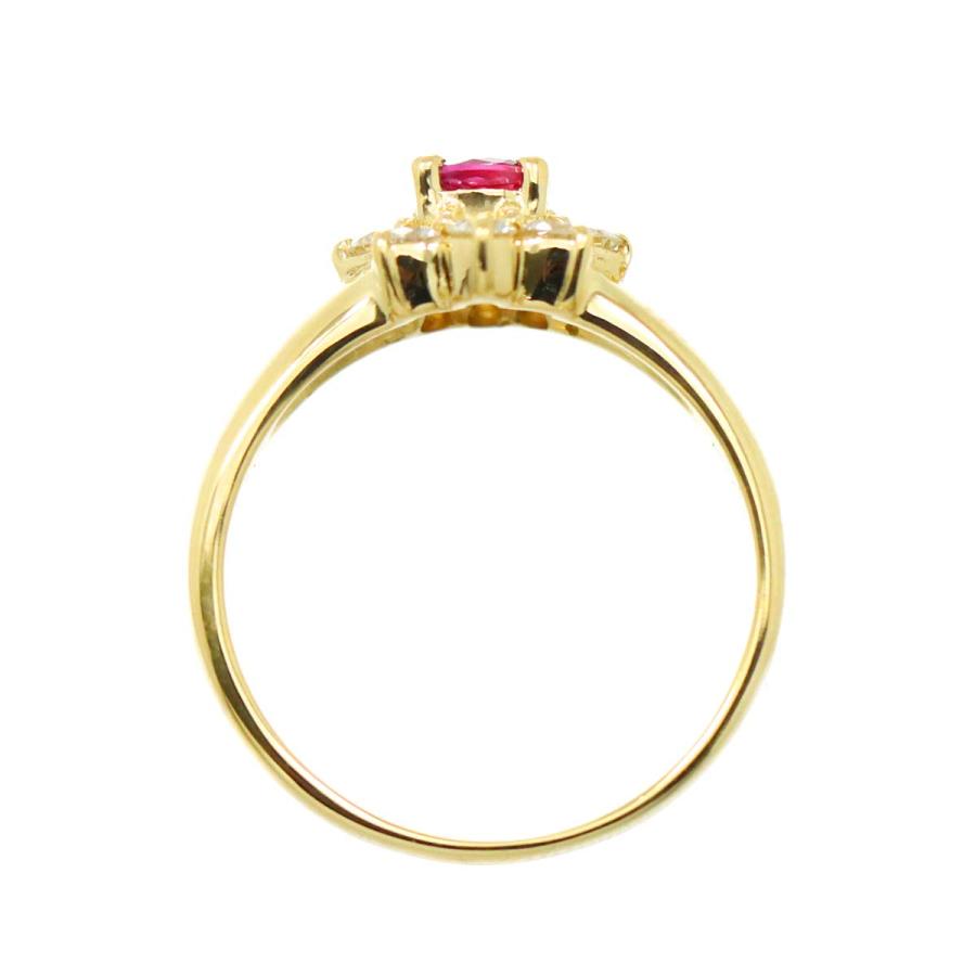 リング 11号 ルビー 0.38ct ダイヤ 0.33ct K18 YG イエローゴールド 
