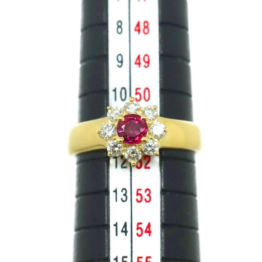 リング 11号 ルビー 0.38ct ダイヤ 0.33ct K18 YG イエローゴールド 