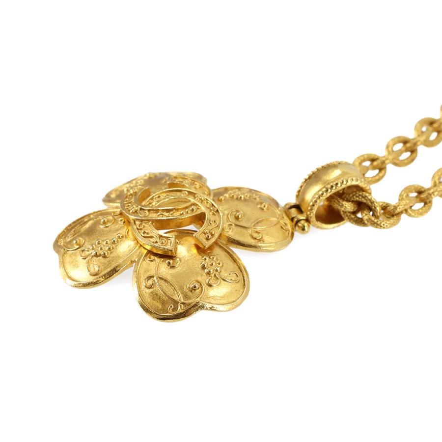 新品同様 シャネル CHANEL クローバー ココマーク ロング ネックレス ゴールド 96A ヴィンテージ アクセサリー Nacklace 90312392の画像