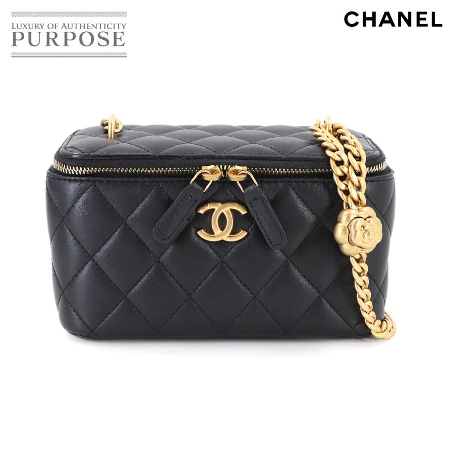 新品同様 シャネル CHANEL マトラッセ スモール バニティ ケース チェーン ショルダー バッグ ラムスキン ブラック カメリア 90312801 CHANEL（シャネル） 新品同様 マトラッセ スモール バニティ ケース