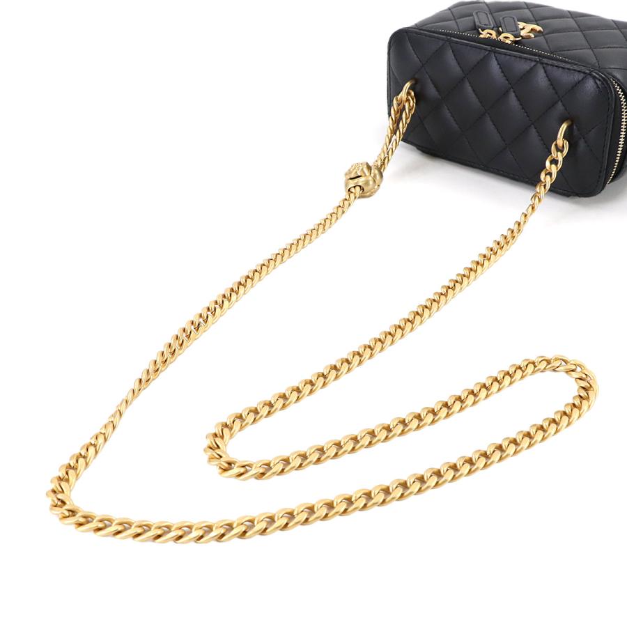 新品同様 シャネル CHANEL マトラッセ スモール バニティ ケース チェーン ショルダー バッグ ラムスキン ブラック カメリア 90312801 CHANEL（シャネル） 新品同様 マトラッセ スモール バニティ ケース