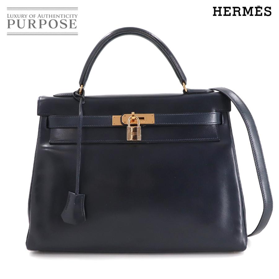 HERMES（エルメス） ケリー 32 ボックスカーフ ネイビー 2way ハンド 