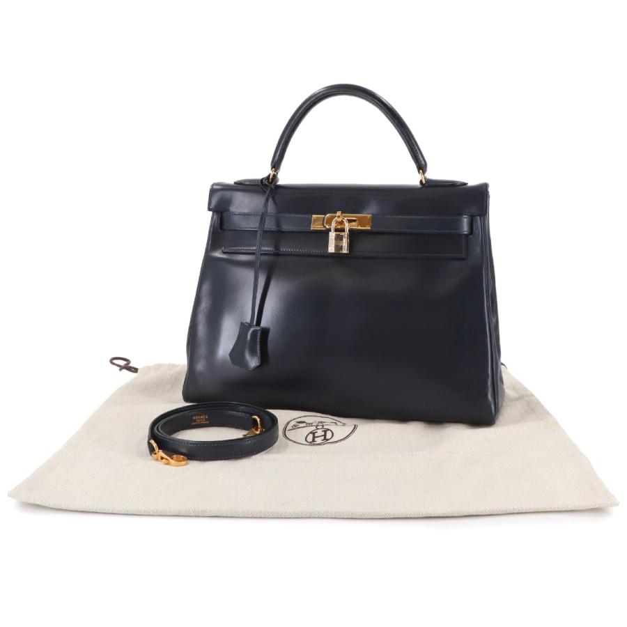 HERMES（エルメス） ケリー 32 ボックスカーフ ネイビー 2way ハンド 