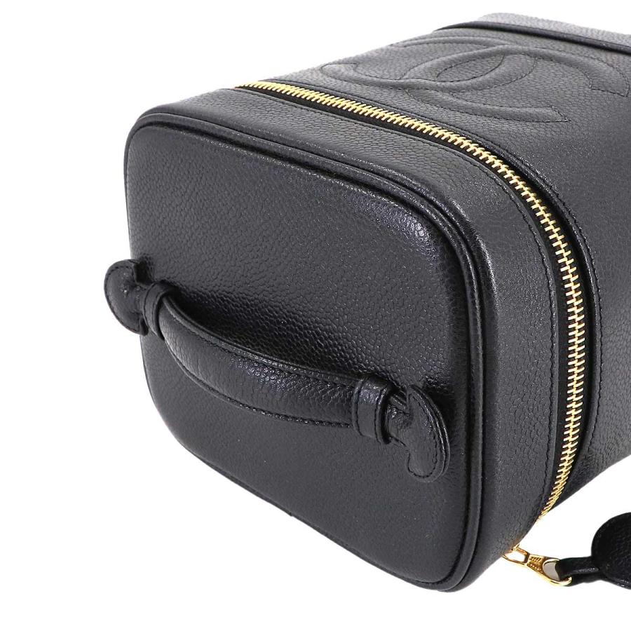 新品同様 シャネル CHANEL バニティ ハンド バッグ キャビアスキン レザー ブラック A01998 ココマーク ゴールド 金具 Vanity Bag 90313216の画像
