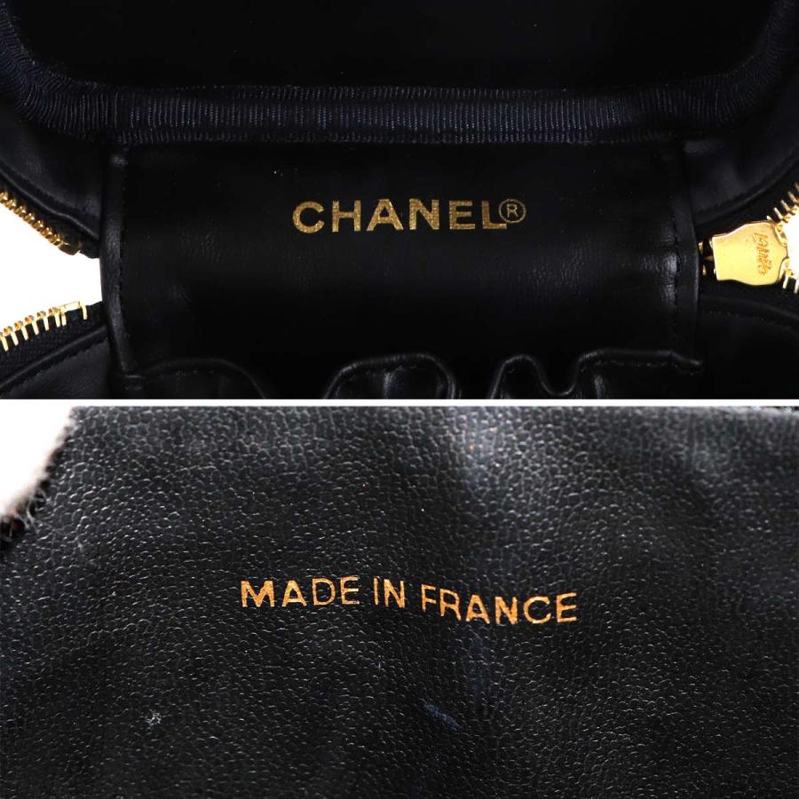 新品同様 シャネル CHANEL バニティ ハンド バッグ キャビアスキン レザー ブラック A01998 ココマーク ゴールド 金具 Vanity Bag 90313216の画像
