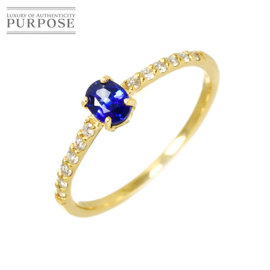 リング 11.5号 サファイヤ 0.38ct ダイヤ 0.11ct K18 YG イエロー 
