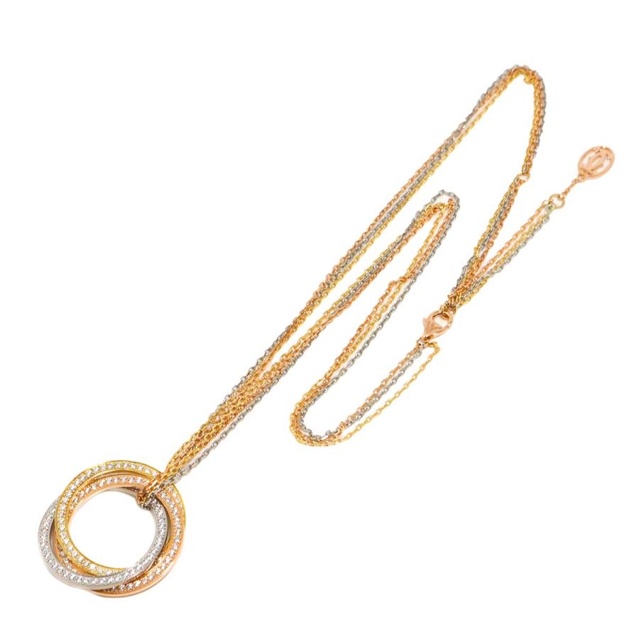 Cartier（カルティエ） トリニティ ダイヤ ネックレス 46cm K18 YG WG