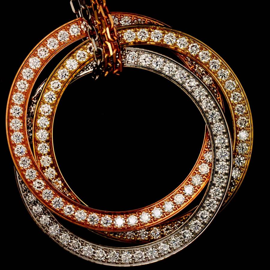 Cartier（カルティエ） トリニティ ダイヤ ネックレス 46cm K18 YG WG