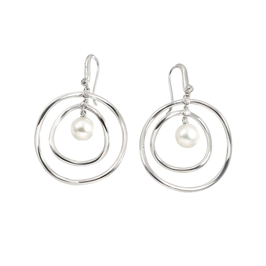 MIKIMOTO パールピアス K18 アコヤ真珠 ダイヤ付 MIKIMOTO（ミキモト） アコヤ真珠 7.7mm ダイヤ ピアス K18 WG
