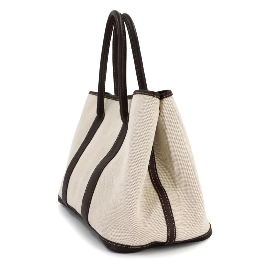 新品同様 エルメス HERMES ガーデンパーティ 36 PM トート バッグ トワルアッシュ レザー ナチュラル マロン □H刻印 90313989