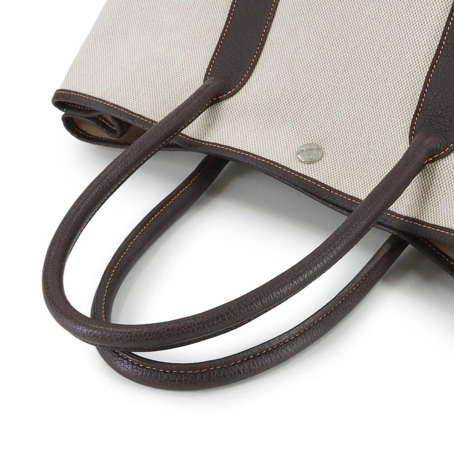 新品同様 エルメス HERMES ガーデンパーティ 36 PM トート バッグ トワルアッシュ レザー ナチュラル マロン □H刻印 90313989