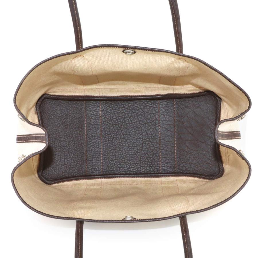 新品同様 エルメス HERMES ガーデンパーティ 36 PM トート バッグ トワルアッシュ レザー ナチュラル マロン □H刻印 90313989