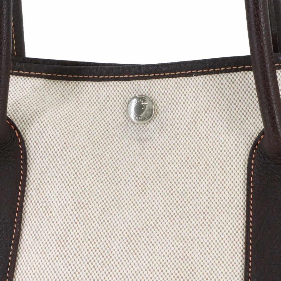 新品同様 エルメス HERMES ガーデンパーティ 36 PM トート バッグ トワルアッシュ レザー ナチュラル マロン □H刻印 90313989