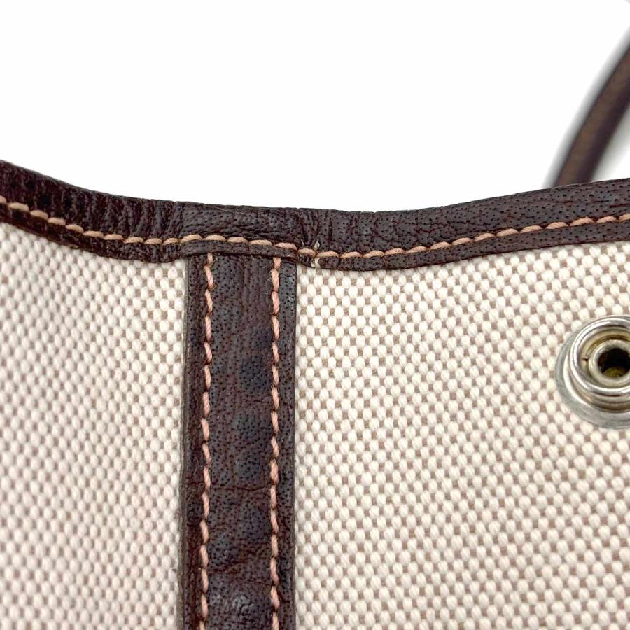 新品同様 エルメス HERMES ガーデンパーティ 36 PM トート バッグ トワルアッシュ レザー ナチュラル マロン □H刻印 90313989